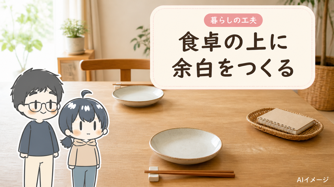 ダイニングテーブルが物置になるときの片付け方｜食事前に戻せる仕組み